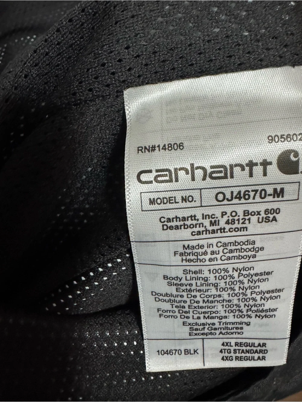 Carhartt water repellent